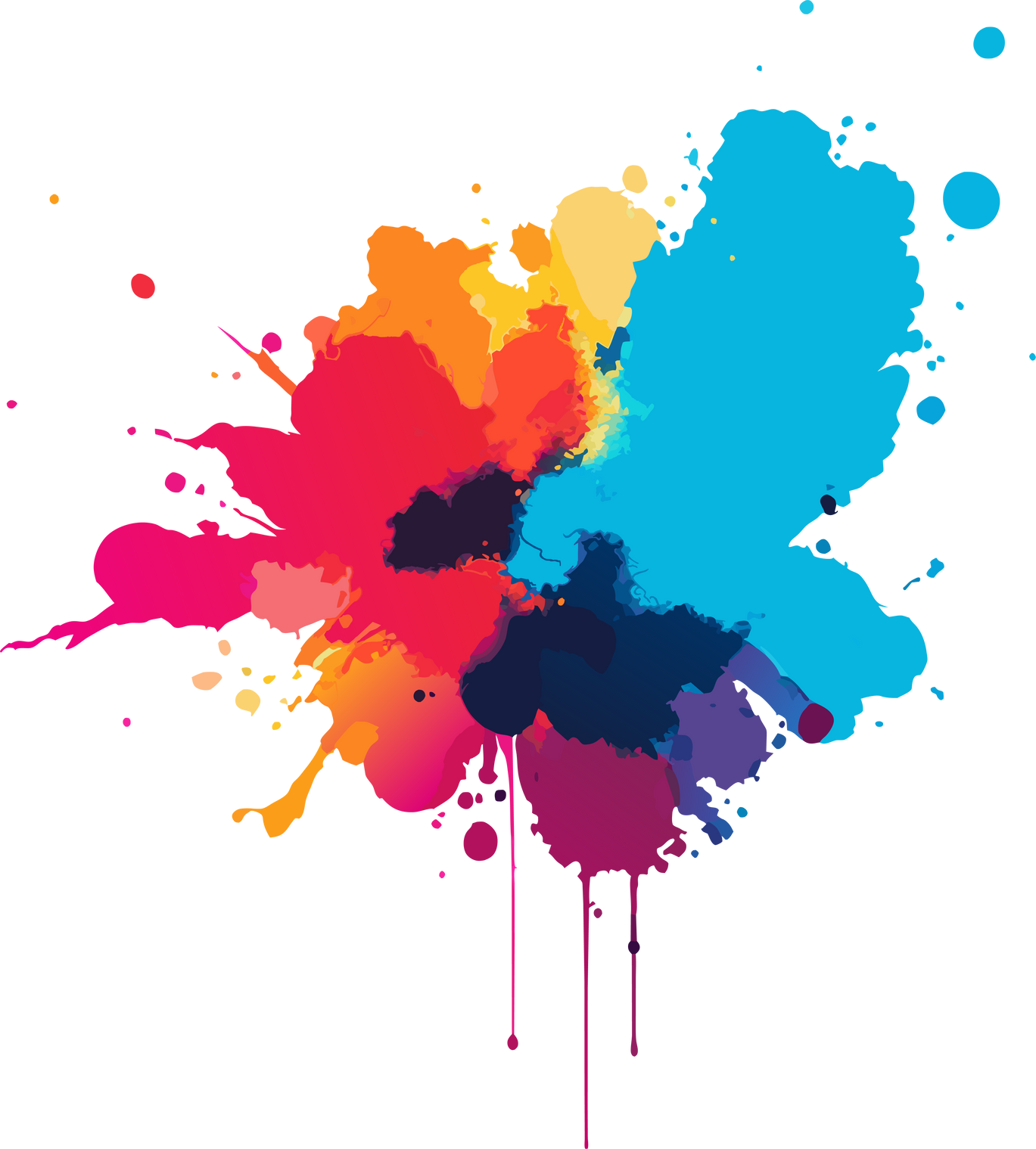 Colorful watercolor splash splatter stain